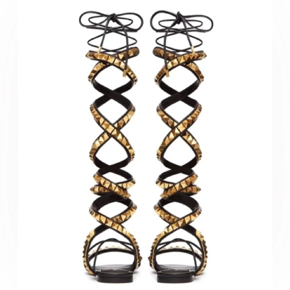 VALENTINO GARAVANI No Limit Rockstud Ankle-wrap Gladiator Sandals $1,900